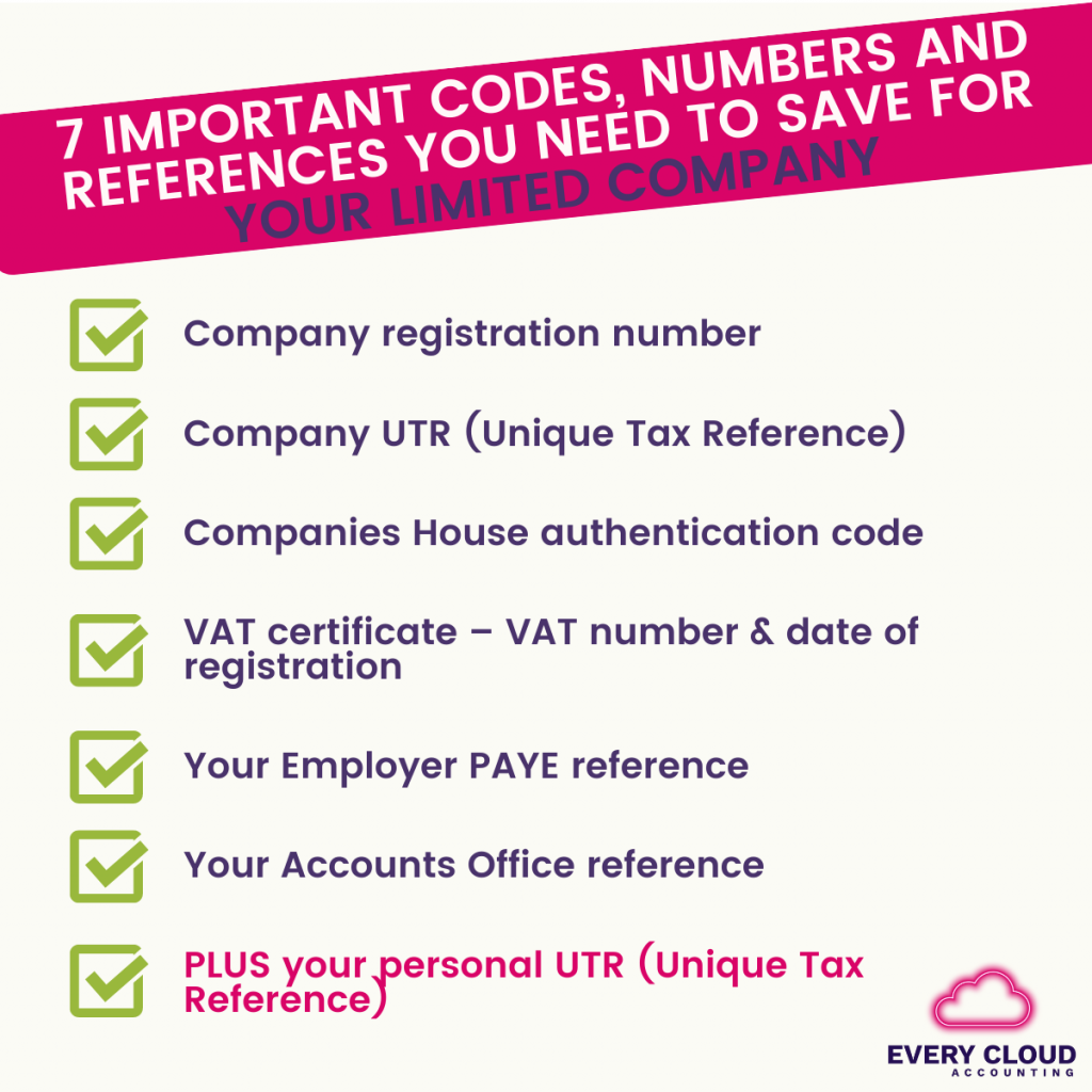 7 important codes, numbers and references you need to save for your Limited Company